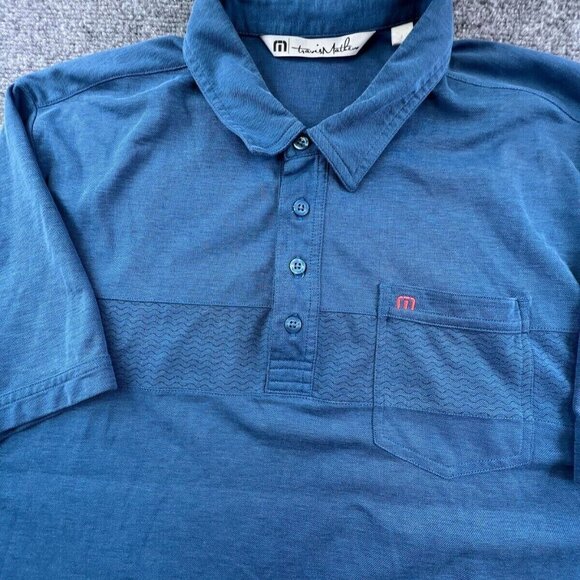 Travis Matthew Polo Large Short Sleeve Blue w Pocket HARMONY CLUB GOLFING - Picture 7 of 16